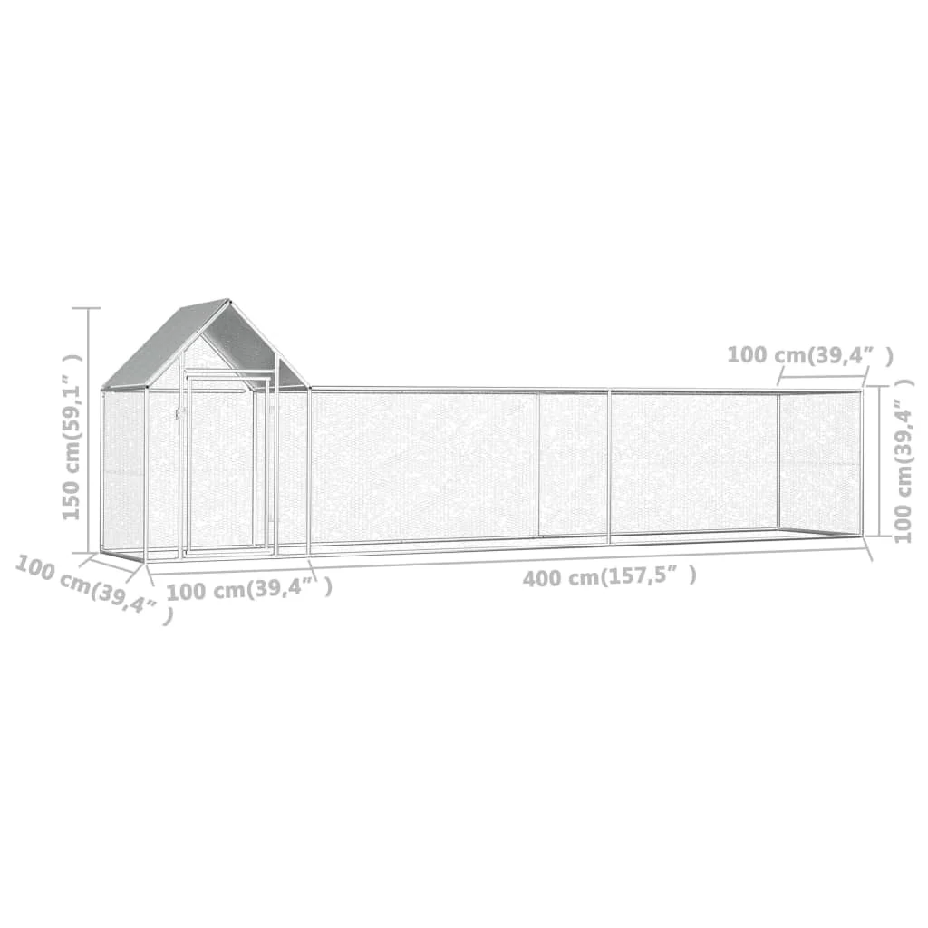 2025 Jaula para gallinas de acero 5 x 1 x 1,5 m – Recinto exterior seguro para aves de corral y pequeños animales