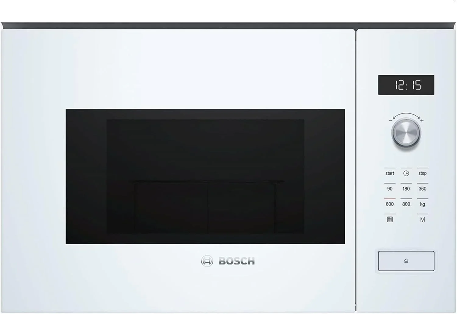 Bosch BFL524MW0 Serie 6 Einbau-Mikrowelle, 38 x 60 cm, 800 W, Drehteller 25,5 cm, T��ranschlag Links, AutoPilot 7 7 Automatikprogramme, Reinigungsunterst��tzung, LED-Touchdisplay, Wei?