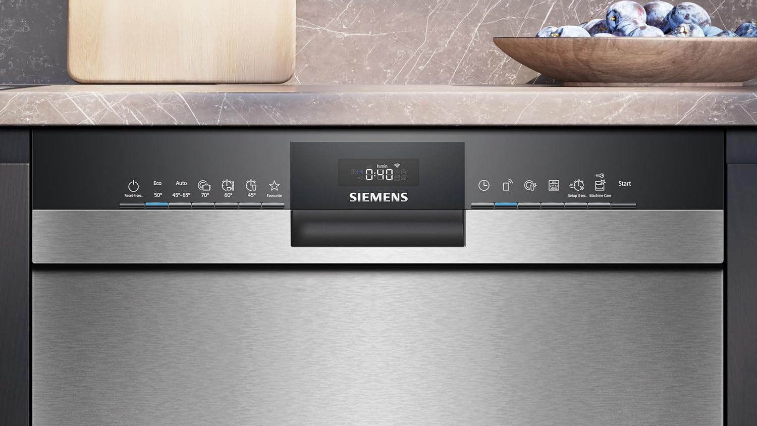 Siemens SN45YS00AE, iQ500 Smarter Geschirrspüler Unterbau, 60 cm breit, Made in Germany Besteckkorb, Edelstahl, Zeolith Trocken, extra leise, automatische Türöffnung, aquaStop, varioSpeed