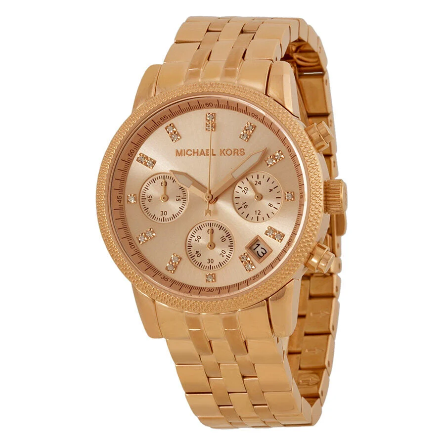Michael Kors Ritz Chronograph Rose Gold Women's Watch - MK6077