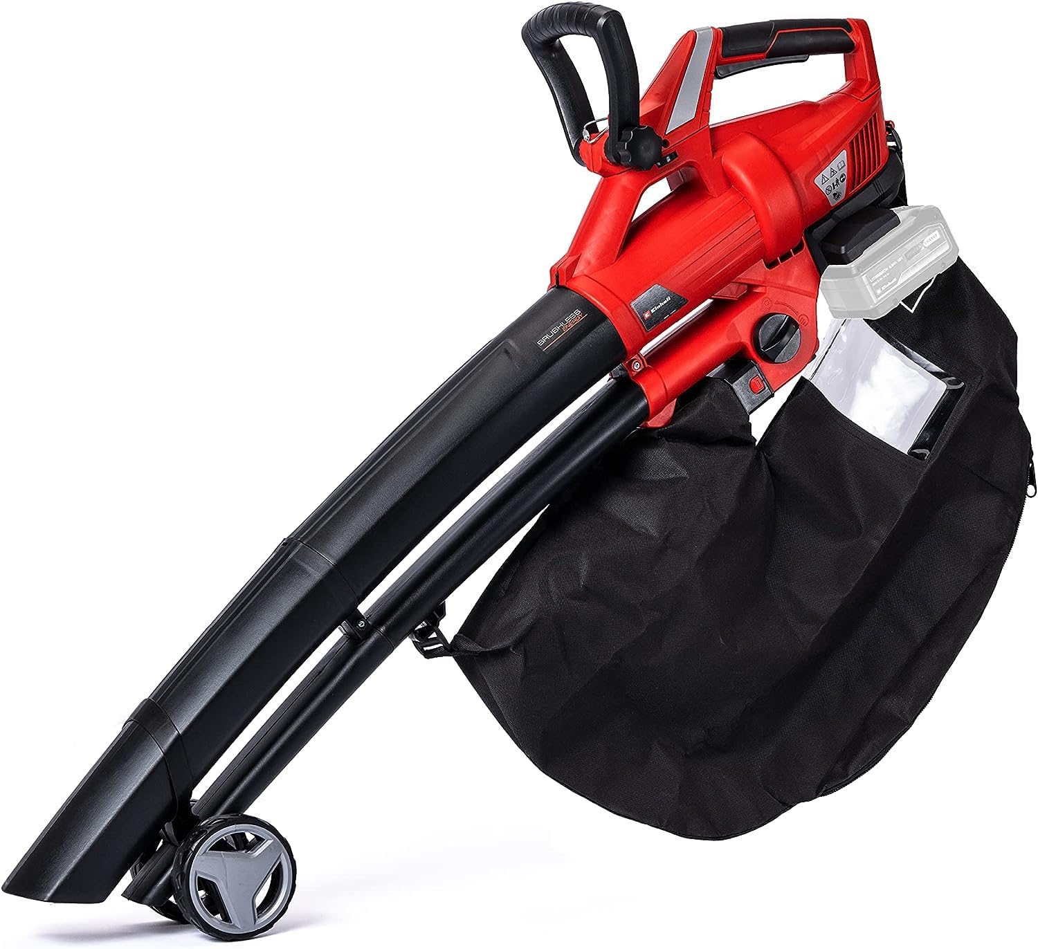 Einhell Akku-Laubsauger Laubblser GE-CL 36 Li E-Solo Power X-Change (Lithium-Ionen, 2 x 18 V, 210 km/h Luftgeschwindigkeit, bürstenloser Motor, 45 l-Fangsack, Tragegurt, ohne und Ladegert)