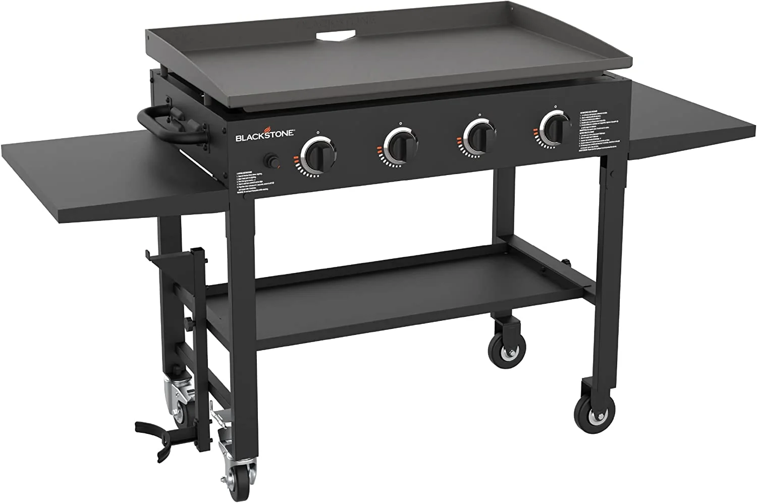 36 Inch Gas Griddle Cooking Station 4 Burner Flat Top Gas Grill Propane Fuelled Restaurant Grade Professional 36- Outdoor Griddle Station with Side Shelf (1554)