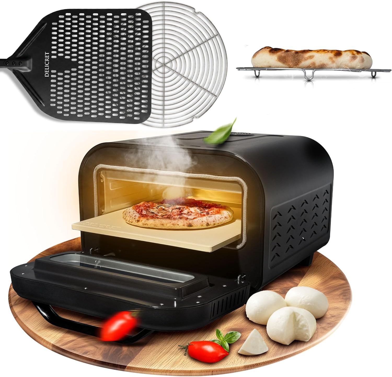 DELICRET elektrischer Pizzaofen 12