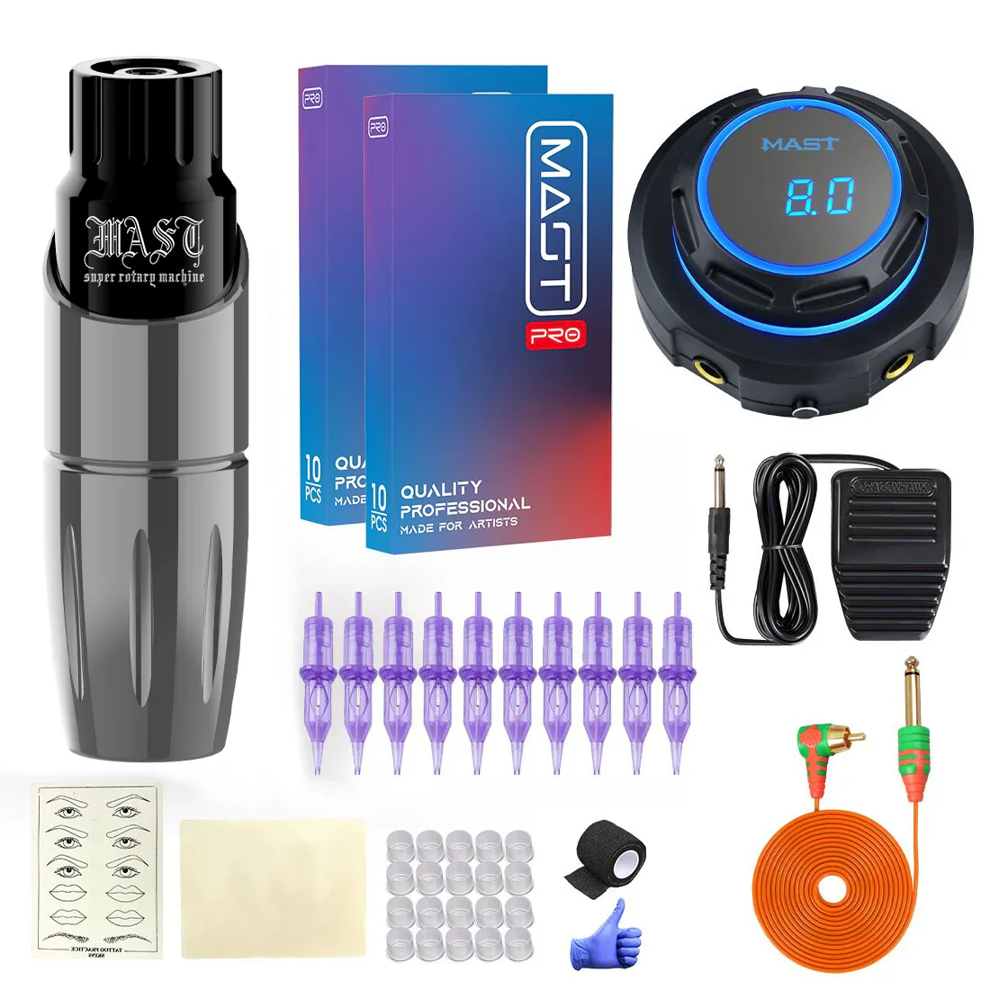 Kit de Máquina de Tatuaje Mast Tour con Máquina Rotativa Tour Pen y Fuente de Alimentación Halo