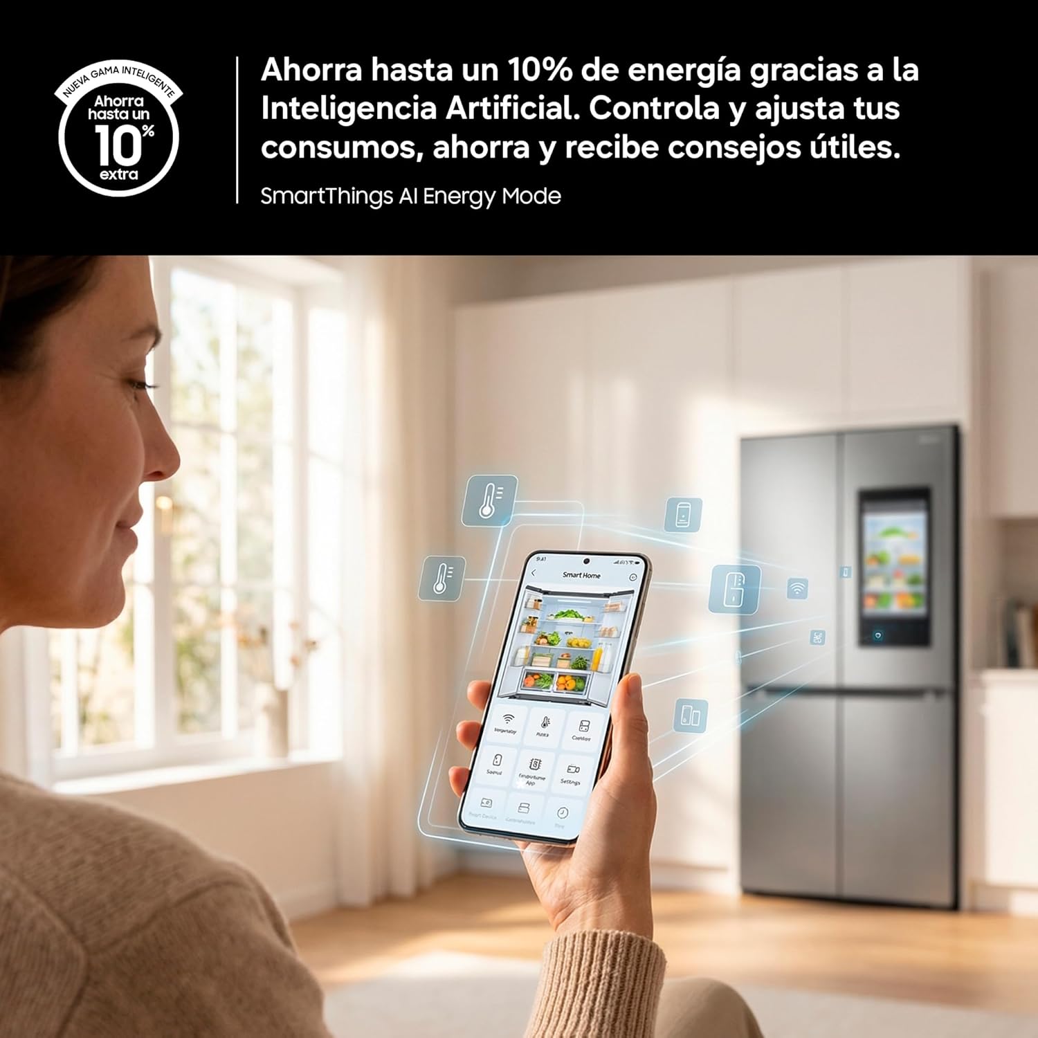 Samsung Frigorífico Combi IA 185.5cm Balda Botellero, Dispensador de agua 341L Clase D Plata RB34C632DSA/EF