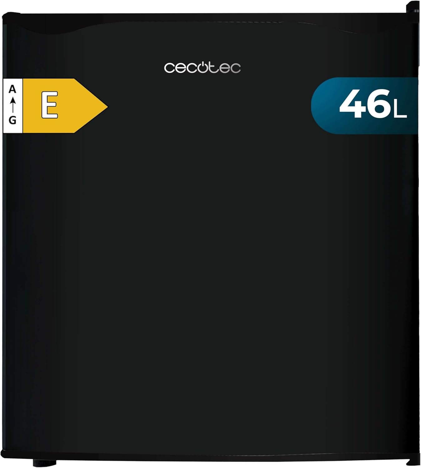 Cecotec Mini Fridge 46 L GrandCooler 20000 L SilentCompress Black. Height 48.8 cm, Width 48 cm, Low Consumption, Reversible Door, Cyclic Operation, Compact Design