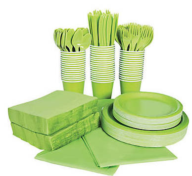 Lime Green Tableware Party COMPLETE Pack for 48 | 386817