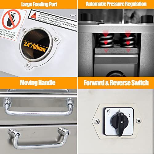 LGXEnzhuo 110V Electric Sugar Cane Press Juicer Machine, 800W Stainless Steel Desktop Sugarcane Juicing Crusher Extractor, with 3 Rollers for Home and Commercial: Home & Kitchen