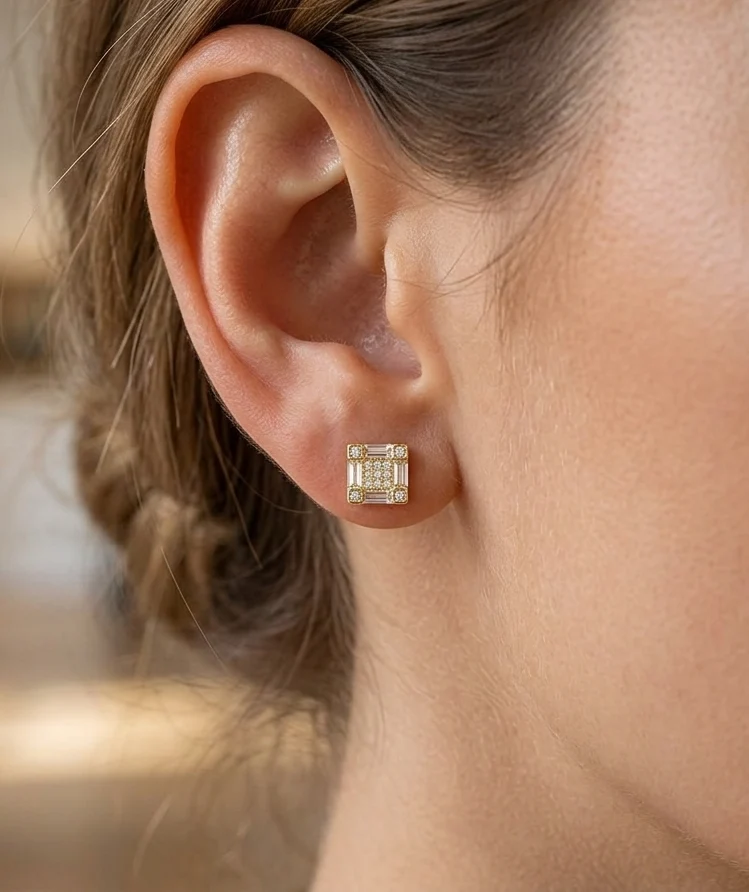 Big Daddy Emerald Cut Baguette Iced Out Diamond Earring