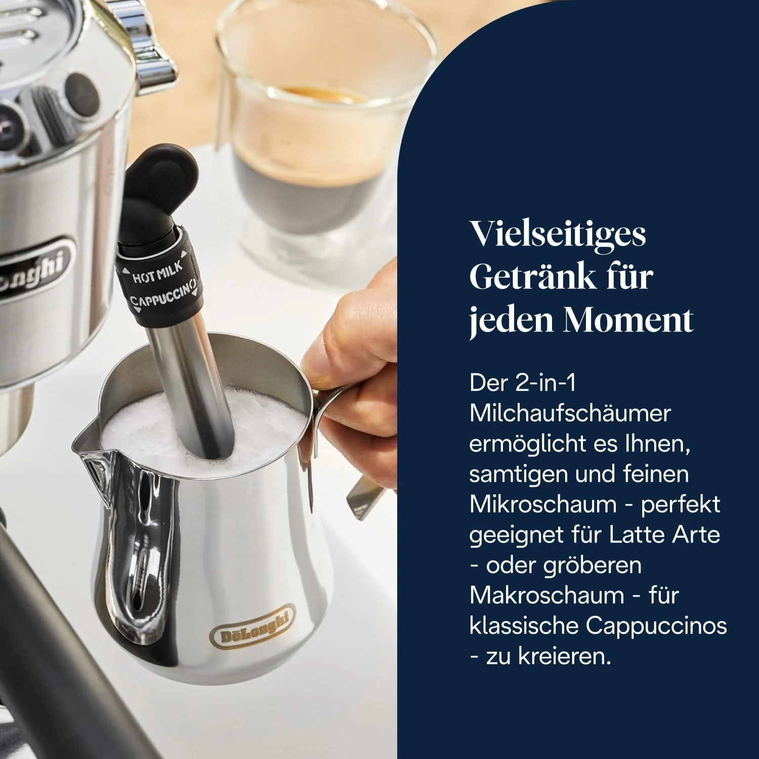 De'Longhi EC 685.M Dedica Style Espressomaschine 1L – 15 bar, Milchschaumdüse, 15cm, Metall