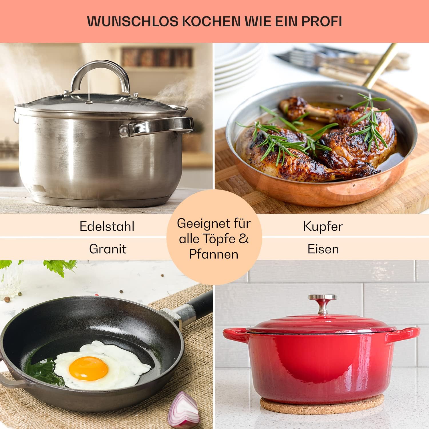 Klarstein Gasherd, Gaskochfeld 5 Flammen, Einbau-Gaskocher für Zuhause & Wohnmobil, Campingkocher mit Glasplatte, Gasherd für Propan- und Erdgas, Edelstahl Gas-Herdplatte Wok Brenner 10400 Watt