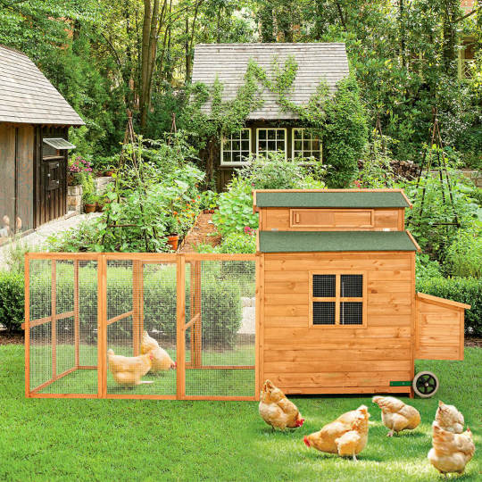 56?? Outdoor Weatherproof Wooden Chicken Coop, with nesting box, galvanized wire, asphalt roof and removable tray