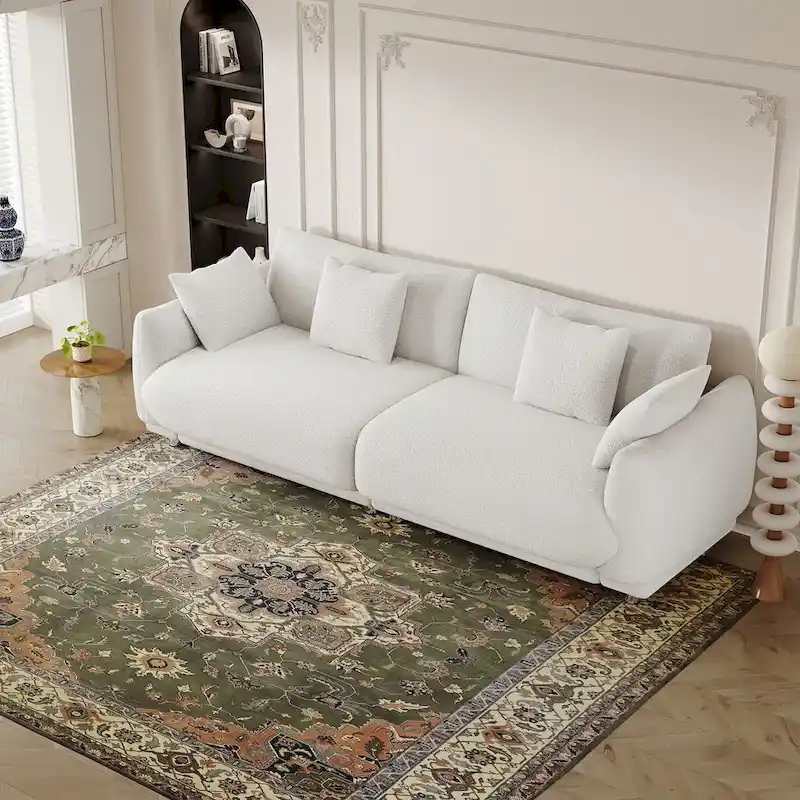 Modern Upholstered Sofa with Plush Cushions and Solid Wood Frame