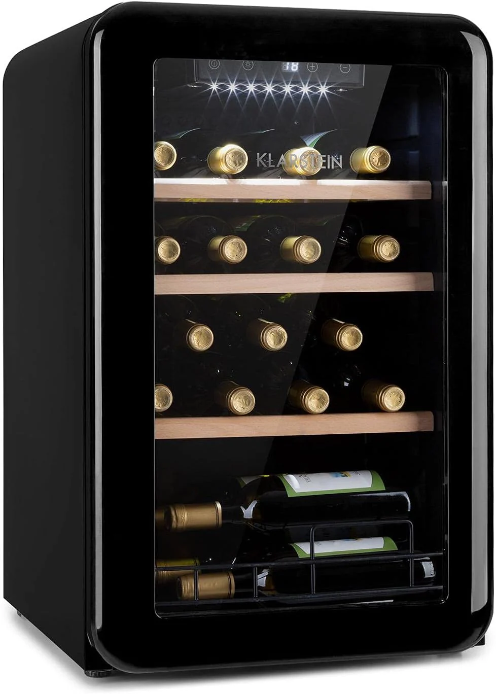 Klarstein Weink��hlschrank, Getr?nkek��hlschrank Schmal, K��hlschrank mit Glast��r, Getr?nkek��hlschr?nke Freistehend, Weink��hlschrank Klein, Weink��hlschr?nke 1 Zone, UV-Schutz, 4-22 ��C, 19 Flaschen