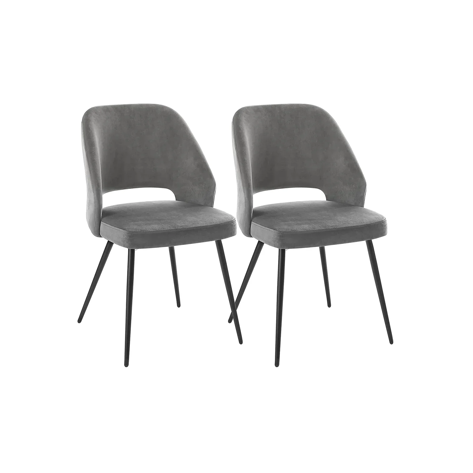 2025 Juego de 2 sillas de comedor SONGMICS con patas de metal, tela de terciopelo gris