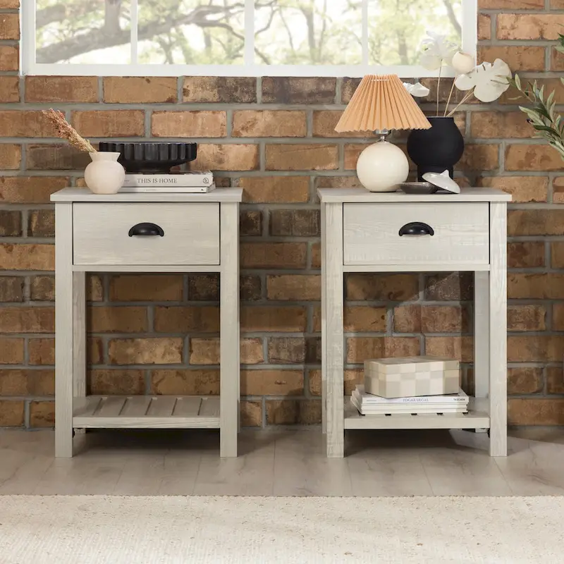 Set of 2 Middlebrook Farmhouse Nightstands with One Drawer