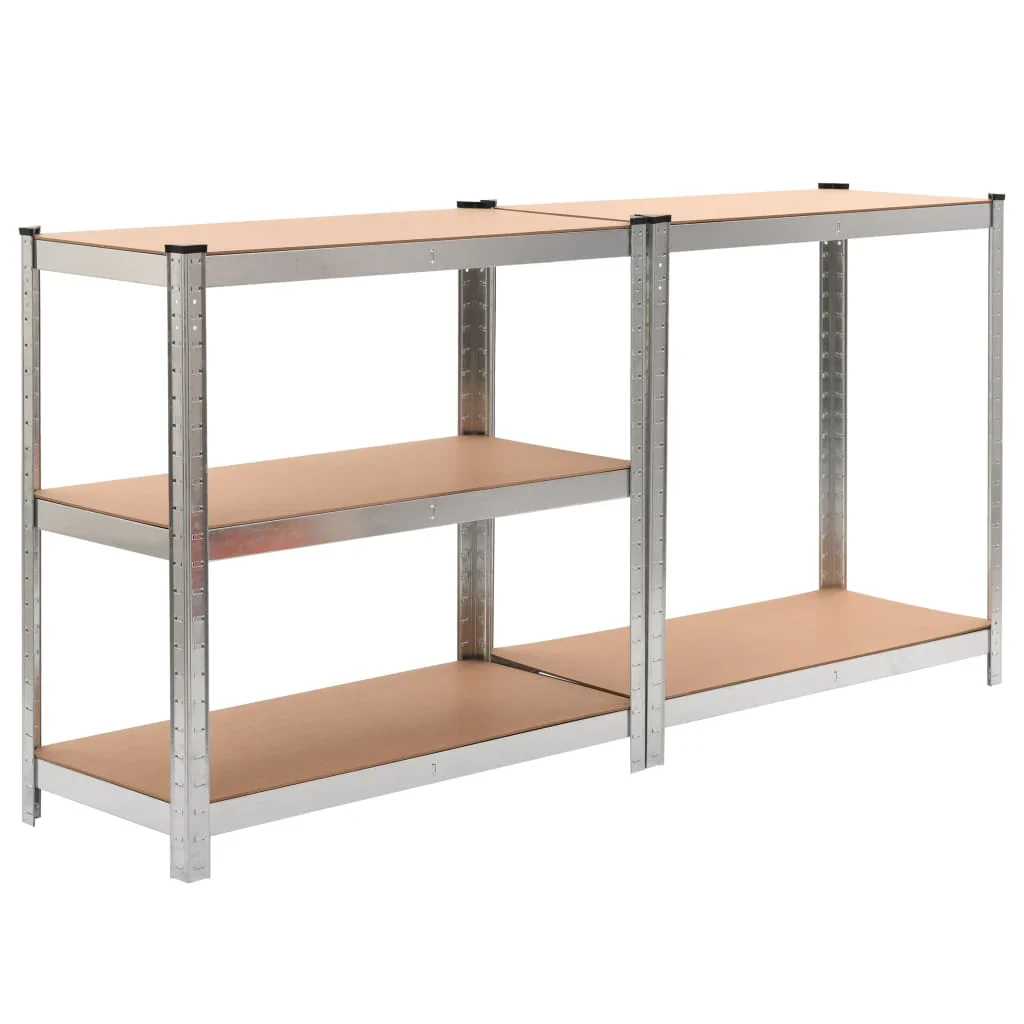 2025 Conjunto de 2 Estanterías de Almacenamiento Resistentes, Metal con MDF, 90 x 40 x 180 cm, Plateado