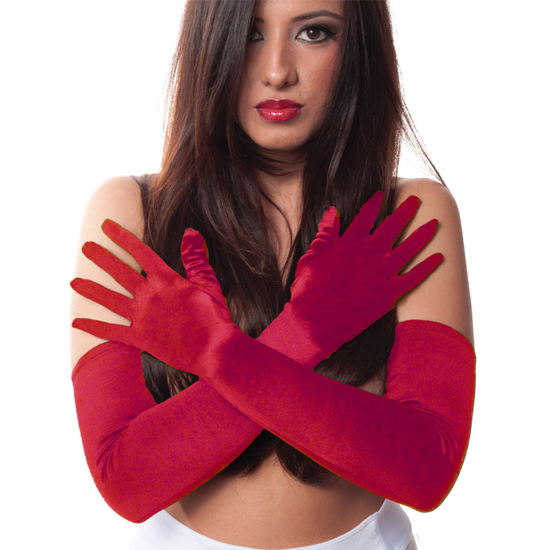 Red Gloves Opera Satin 23