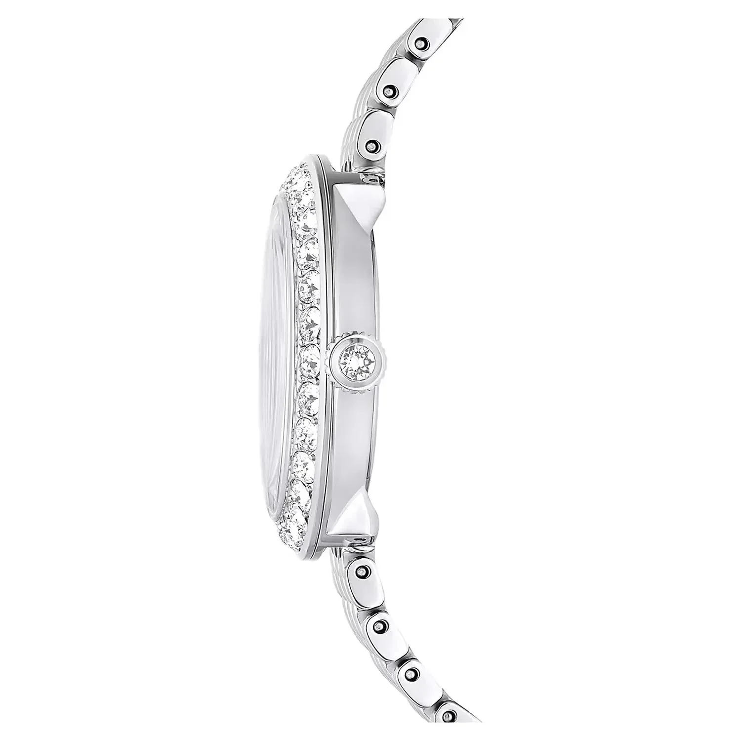 Swarovski Octea Chrono Faceted Crystal Bezel Silver Dial Silver Steel Women's Watch 5673022