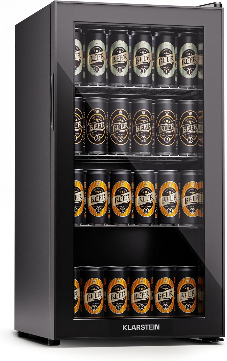 Klarstein Mini Kühlschrank mit Glastür für Zimmer, Getrnkekühlschrank mit Verstellbaren Ablagen, Kleiner 80 Liter, Indoor/Outdoor Kühlschrank Leise