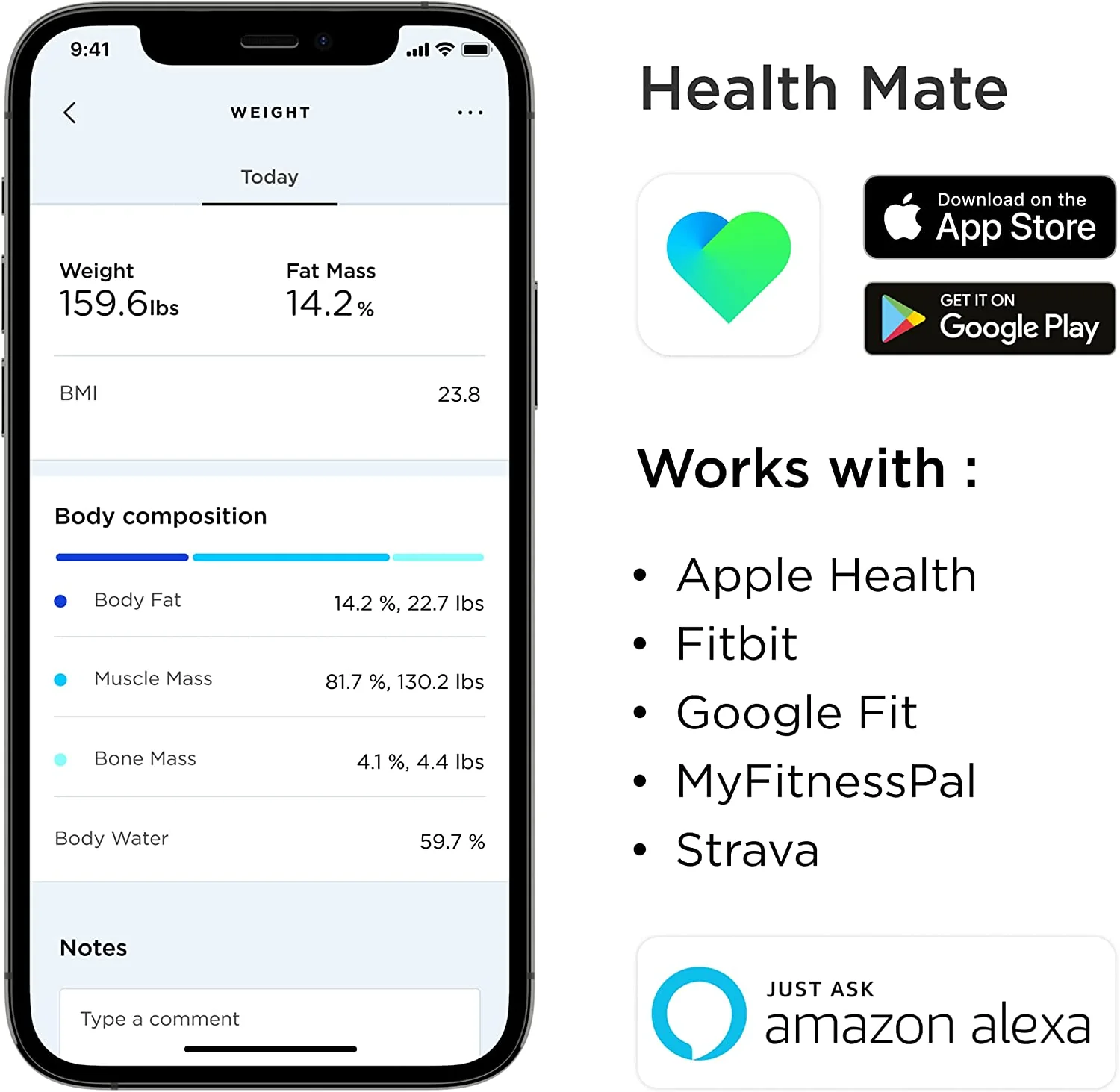 2025 Withings Body+ - Báscula Digital Wi-Fi Inteligente con Sincronización Automática a la App del Smartphone