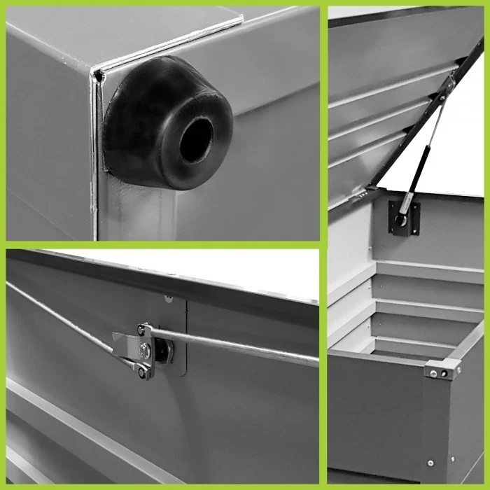 2025 Cofre de jardín de metal – 400 L – Caja de almacenamiento con tapa
