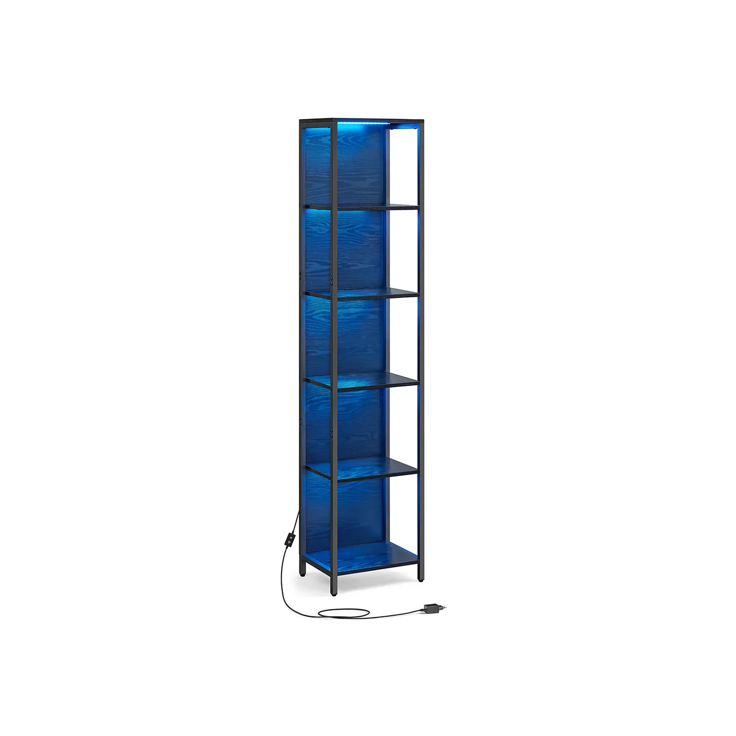 Estantería con Luz LED Librería con Luces Ajustables Marco de Acero