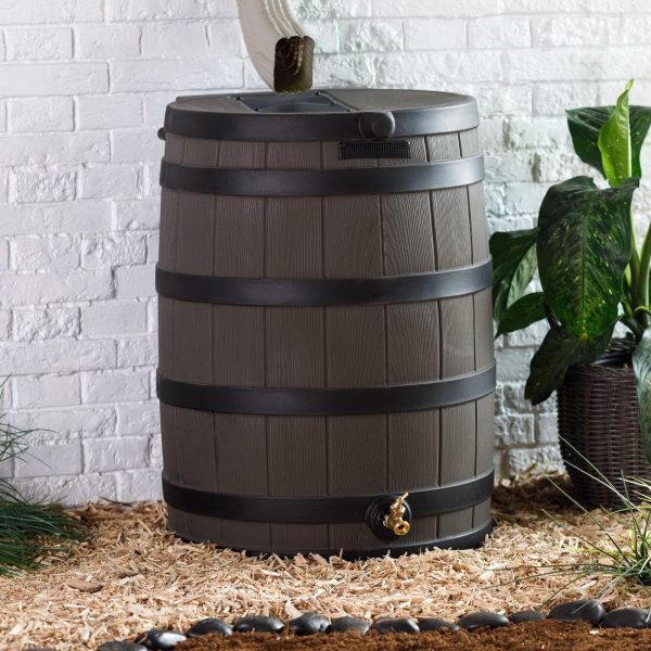50 Gallon  Darkened Rib Rain Barrel, Green