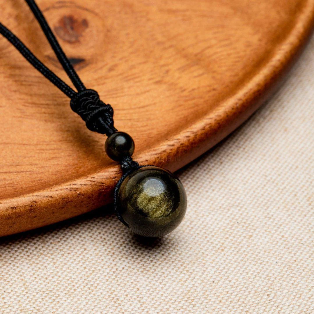 Obsidiaan Edelsteen Ketting - Goud/Zilver - Verstelbaar - Doorgronding