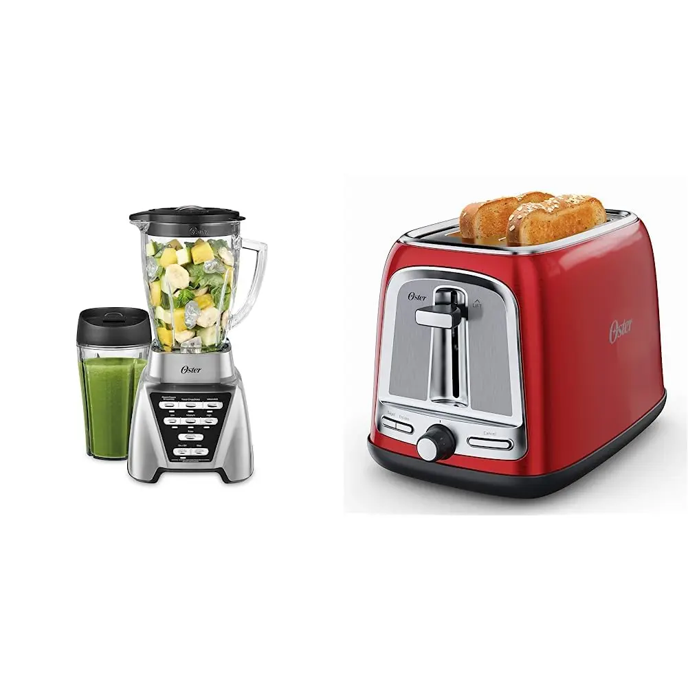 Oster Blender | Pro 1200 with Glass Jar, 24-Ounce Smoothie Cup, Brushed Nickel