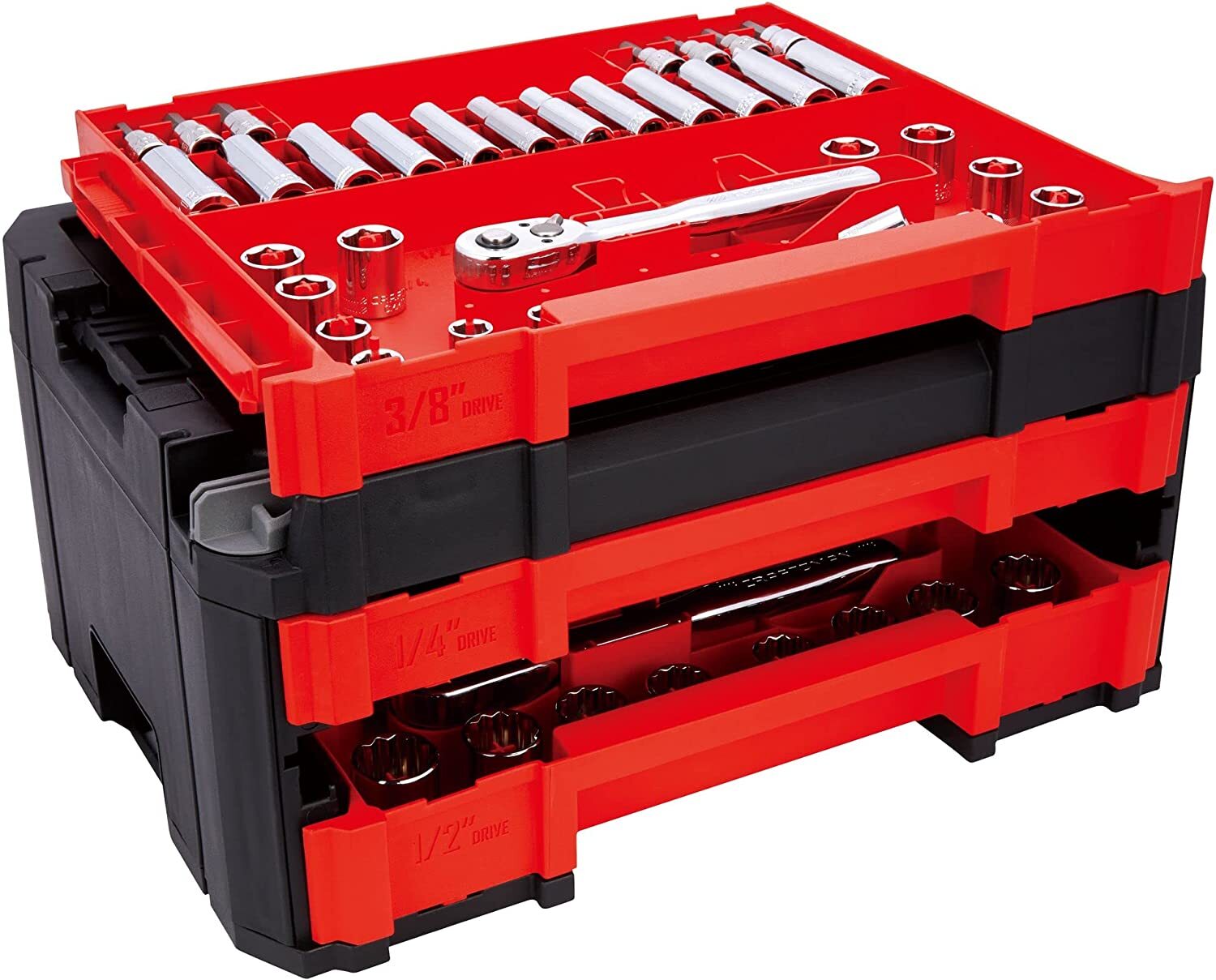 CRAFTSMAN Mechanics Tools Kit, 216-Piece with 3-Drawer Box, Chrome Finish, 72-Tooth Ratchets, 6-Point Sockets, VERSASTACK Compatible