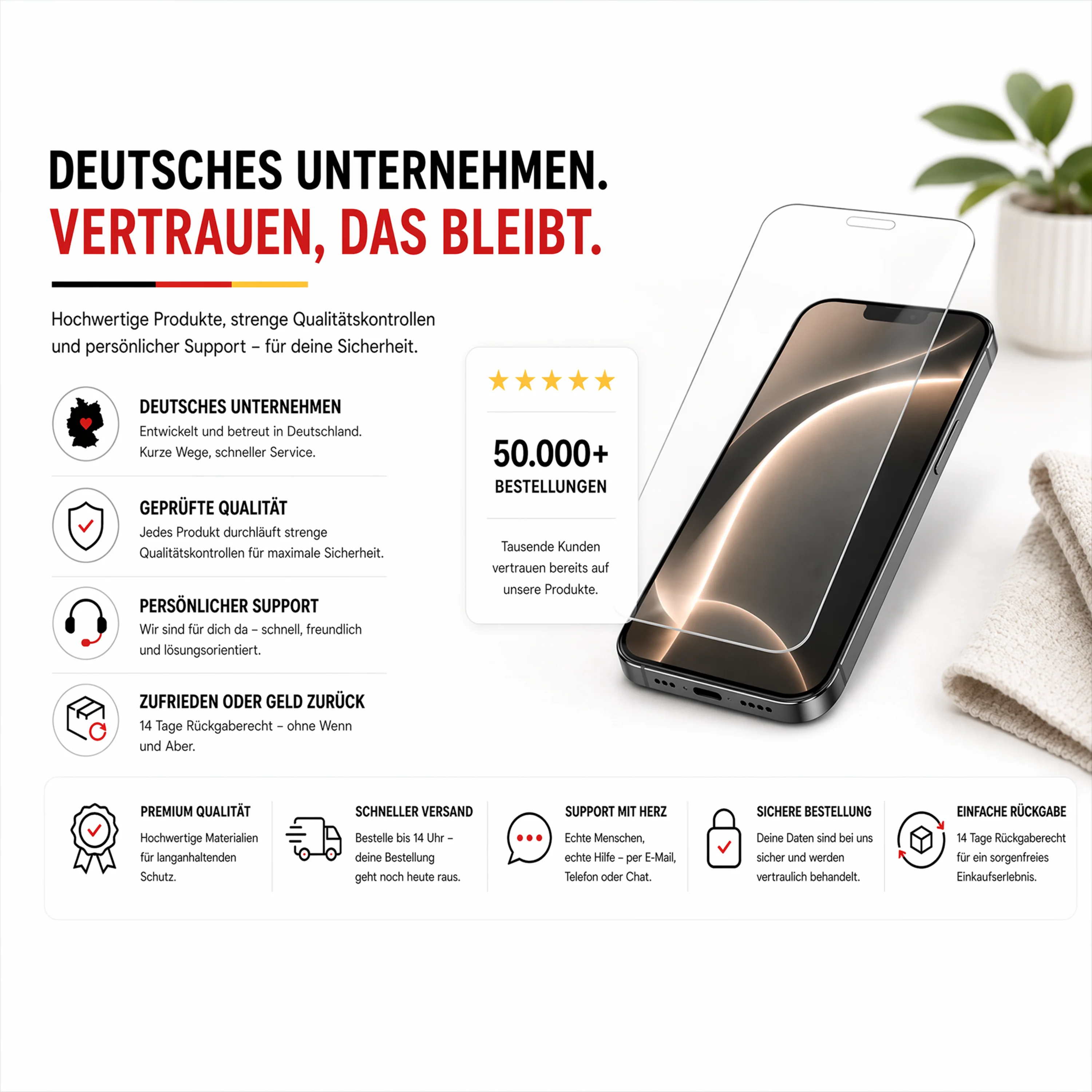 Displayschutzglas f��r iPhone �C Schutzglas Displayschutz, 9H, HD Klar, Case Friendly