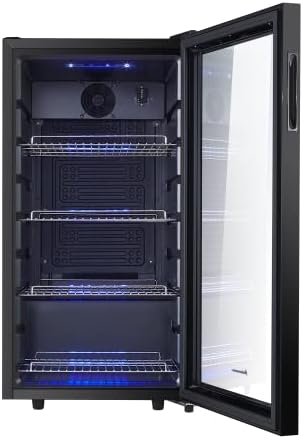 Kalamera Getränkekühlschrank, Bierkühlschrank mit Touch-Bedienfeld, 3-18°C Kühlzone, Flaschenkühlschrank 86 Liter, Blaue LED-Innenbeleuchtung, 41 dB, KRC-86GE