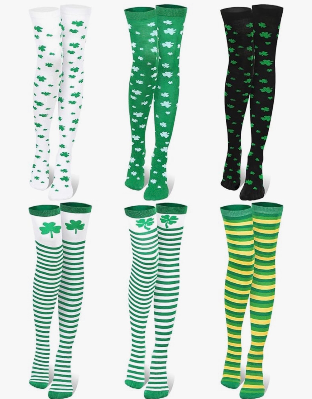 St Patricks Legwarmers | PAIR Green/White Striped 5203 -