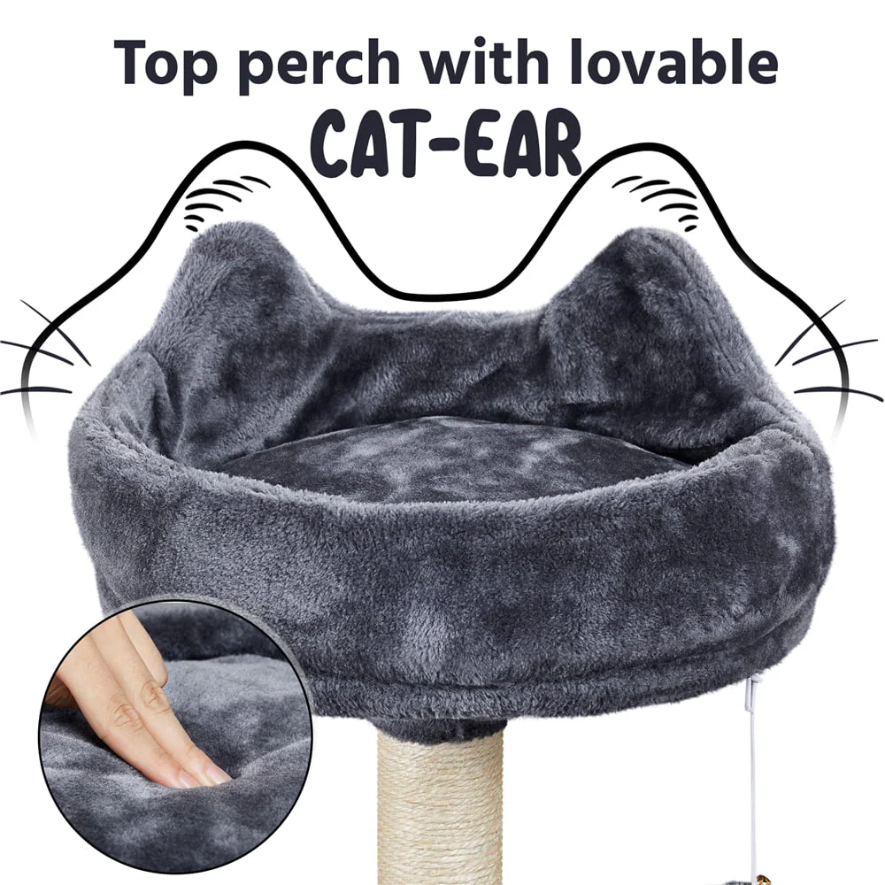 Árbol para Gato de Gran Formato Topeakmart 175 cm con 2 Cuevas y Rascadores, Gris Oscuro