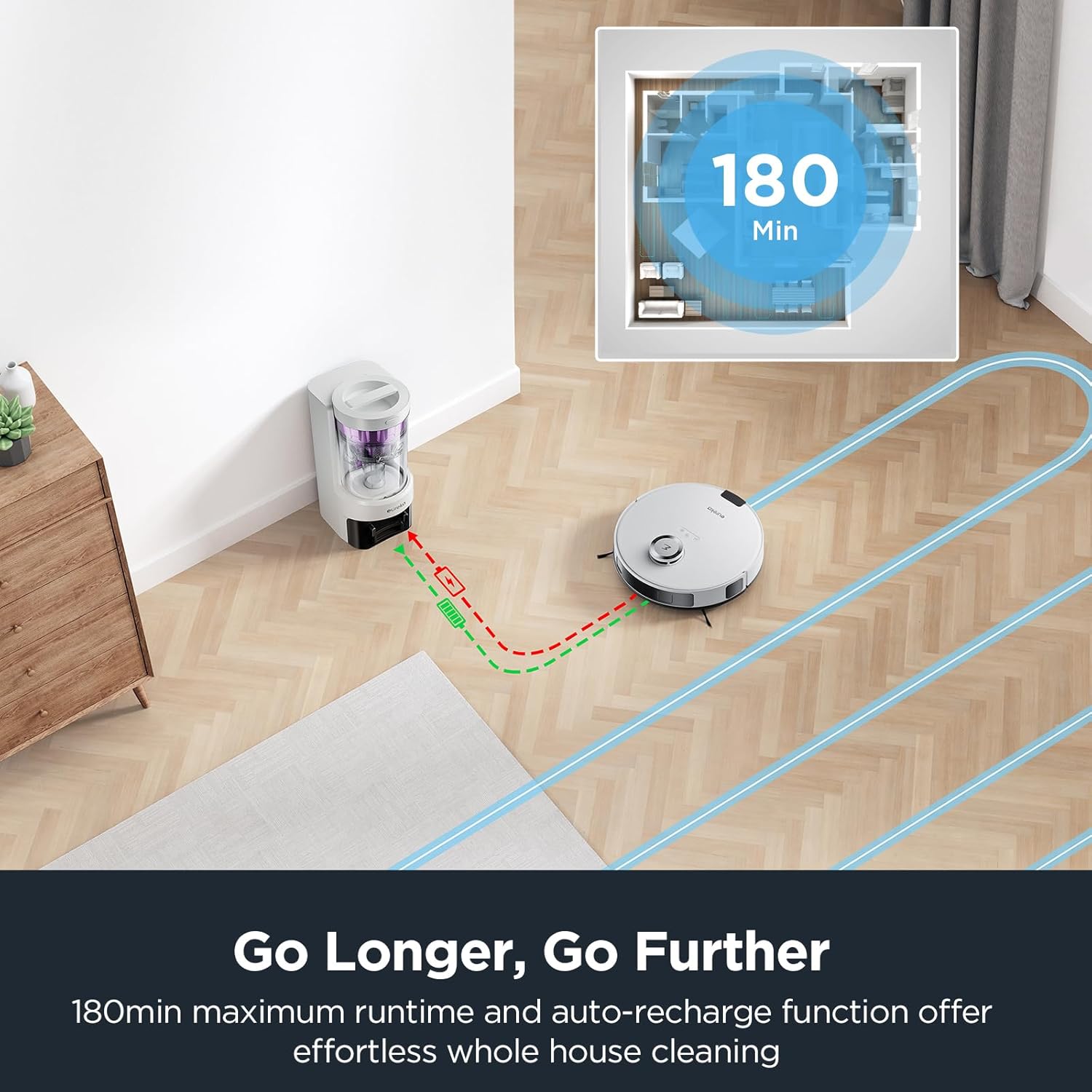Eureka Robot Vacuum with Bagless Self Emptying Station, 2 in 1 Robotic Vacuum and Mop Combo, 60-Day Capacity, 4000Pa Suction, Auto Lifting Mop, LiDAR Navigation,NER E10s