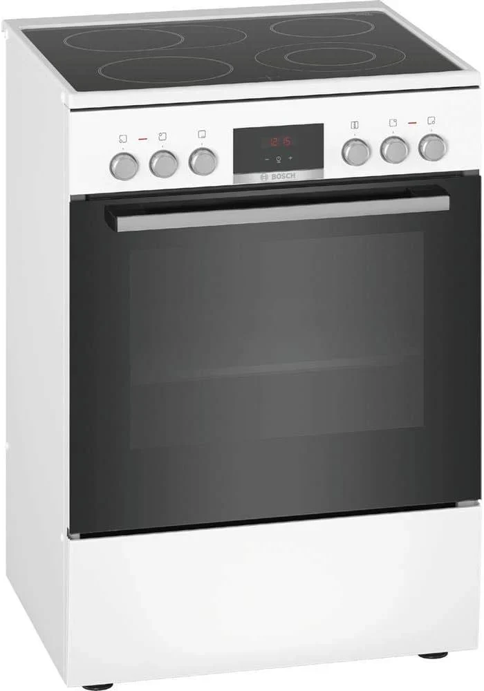 Bosch HKR39C250 Serie 4 Elektro-Standherd, 60 cm breit, EcoClean Direct Reinigungshilfe, 3D Heißluft Backen auf 3 Ebenen, LED-Display-Steuerung, erweiterbare Kochzone für großes Kochgeschirr