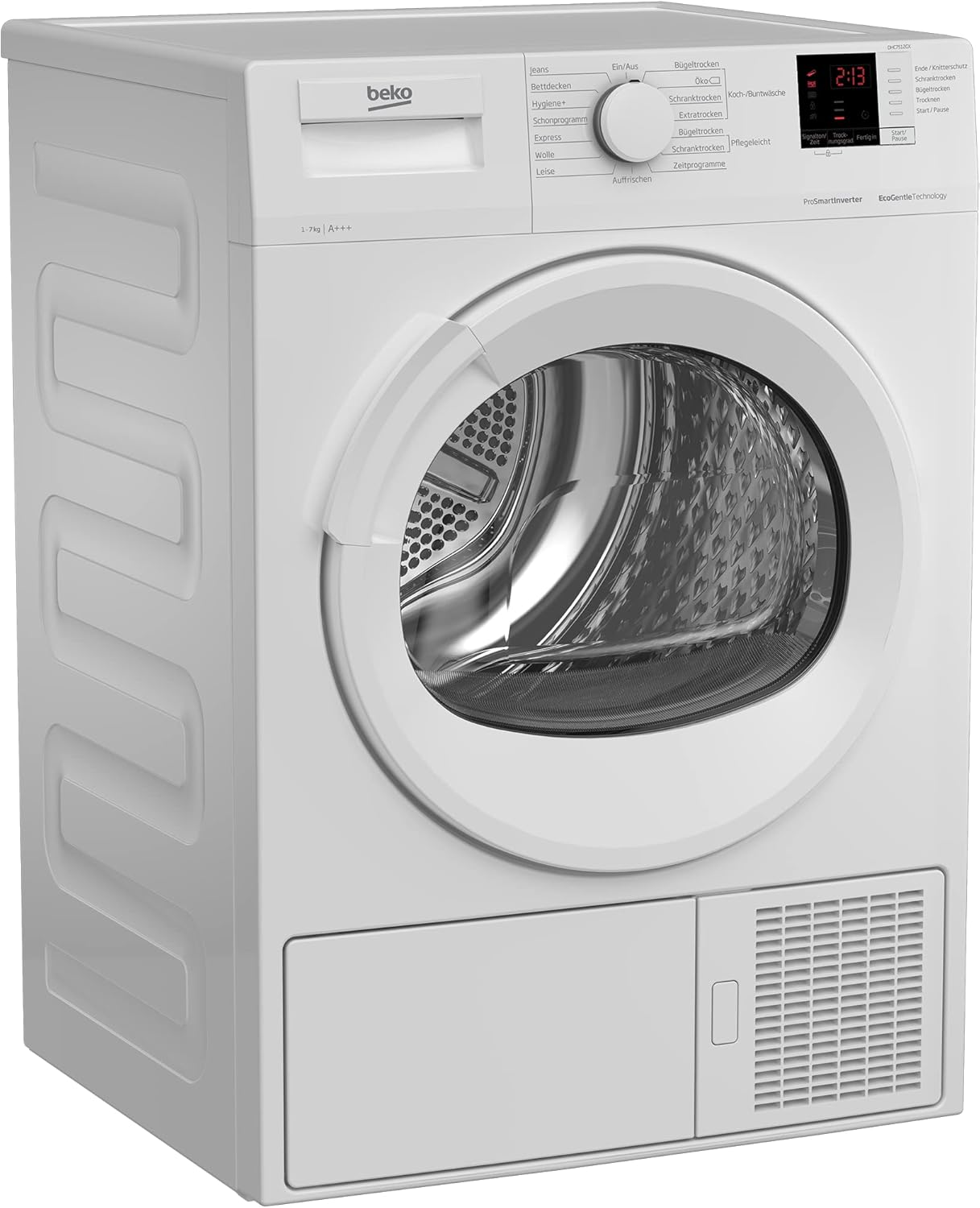 Beko DHC742GXS b300 Wrmepumpentrockner, Frontlader, 7 kg Beladungskapazitt, nur 50,8 cm tief, 15 Programme, Sonsortrocknung, Knitterschutz, Allergikergeeignet, Sulenfhig, Schontrommel, Wei