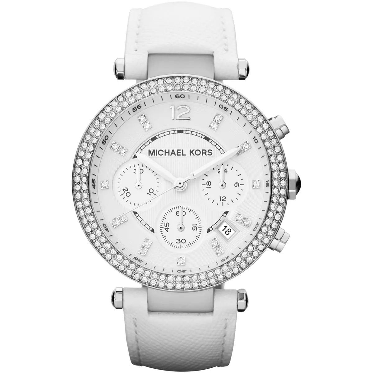 Michael Kors Parker Chronograph White Leather Women's Watch - MK2277