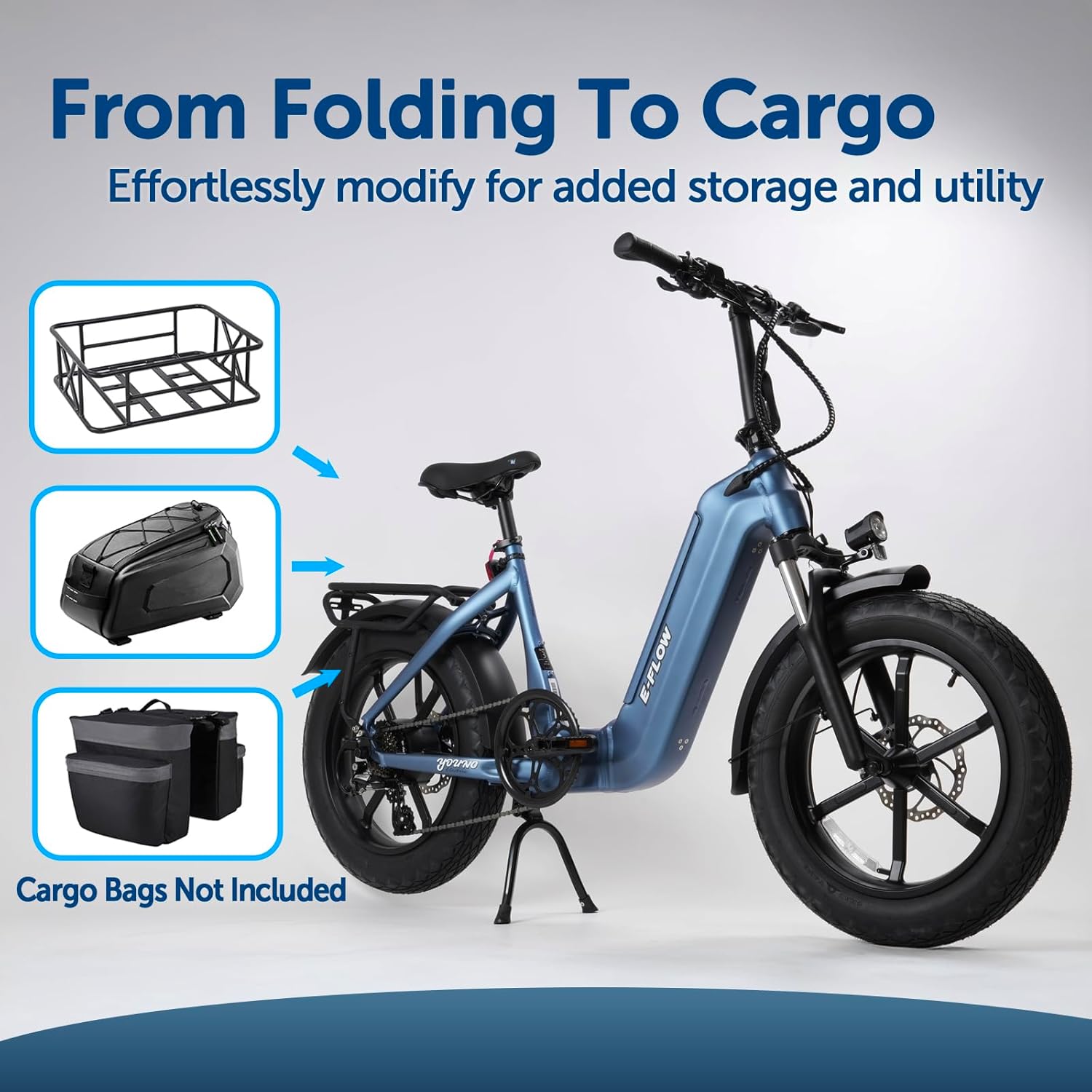SDU 750W Peak 1000W Folding Ebike, Young Electric Bike E-Flow 48V/20Ah Hidden Removable Battery, Up to 90 Miles 28 Mph, 20''x4.0'' Fat Tire Commute Moutain Fast Cargo E-Bike for Adults