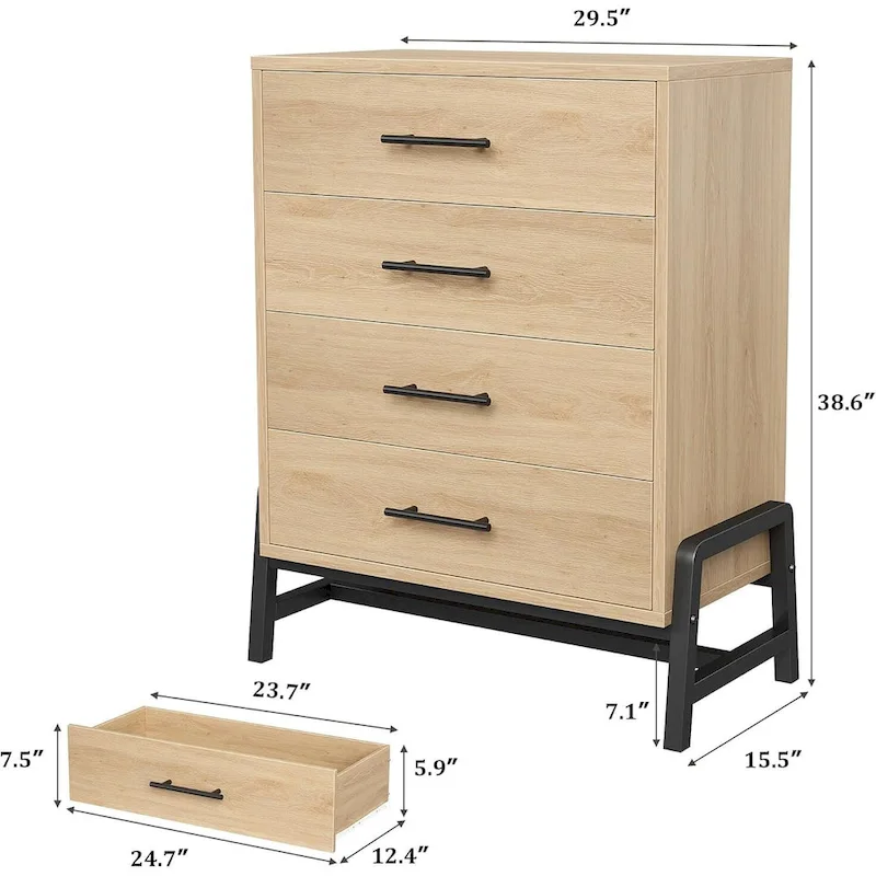 Freestanding 4-Drawer Dresser with Storage - 38.6