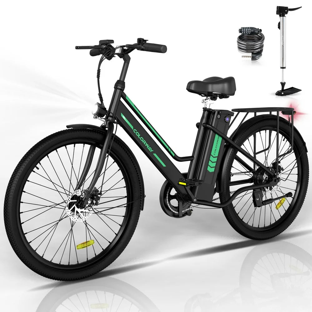 COLORWAY BK8 Women’s Electric Bike, 500W Motor, 36V 12Ah Battery, 26′�?Tires, Steel Frame