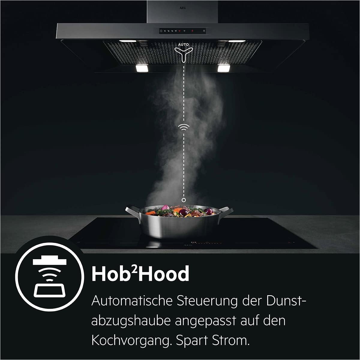 AEG Standherd mit Induktions-Kochfeld 60 cm/SteamBake – mit Feuchtigkeitszugabe/Hob²Hood/Touch-Bedienung/Grillfunktion/Display mit Uhr/Kindersicherung/A / CIB6644BBW