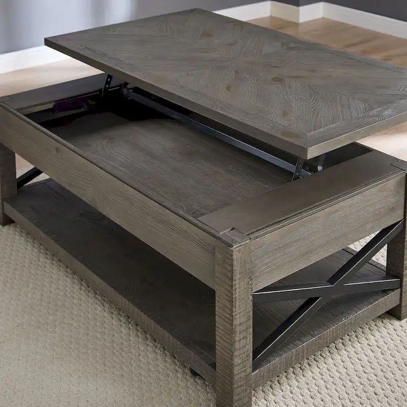 Lift Top Coffee Table with Hidden Storage and Shelf
