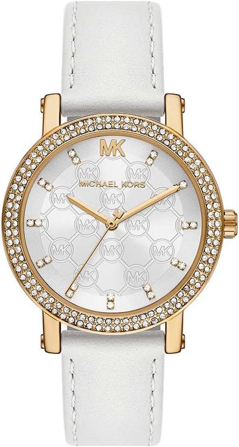 Michael Kors Corey Three-Hand White Leather Women's Watch - MK2985
