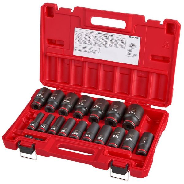 49-66-7093 SHOCKWAVE 1/2 in. Drive SAE Deep Well 6 Point Impact Socket Set (18-Piece)