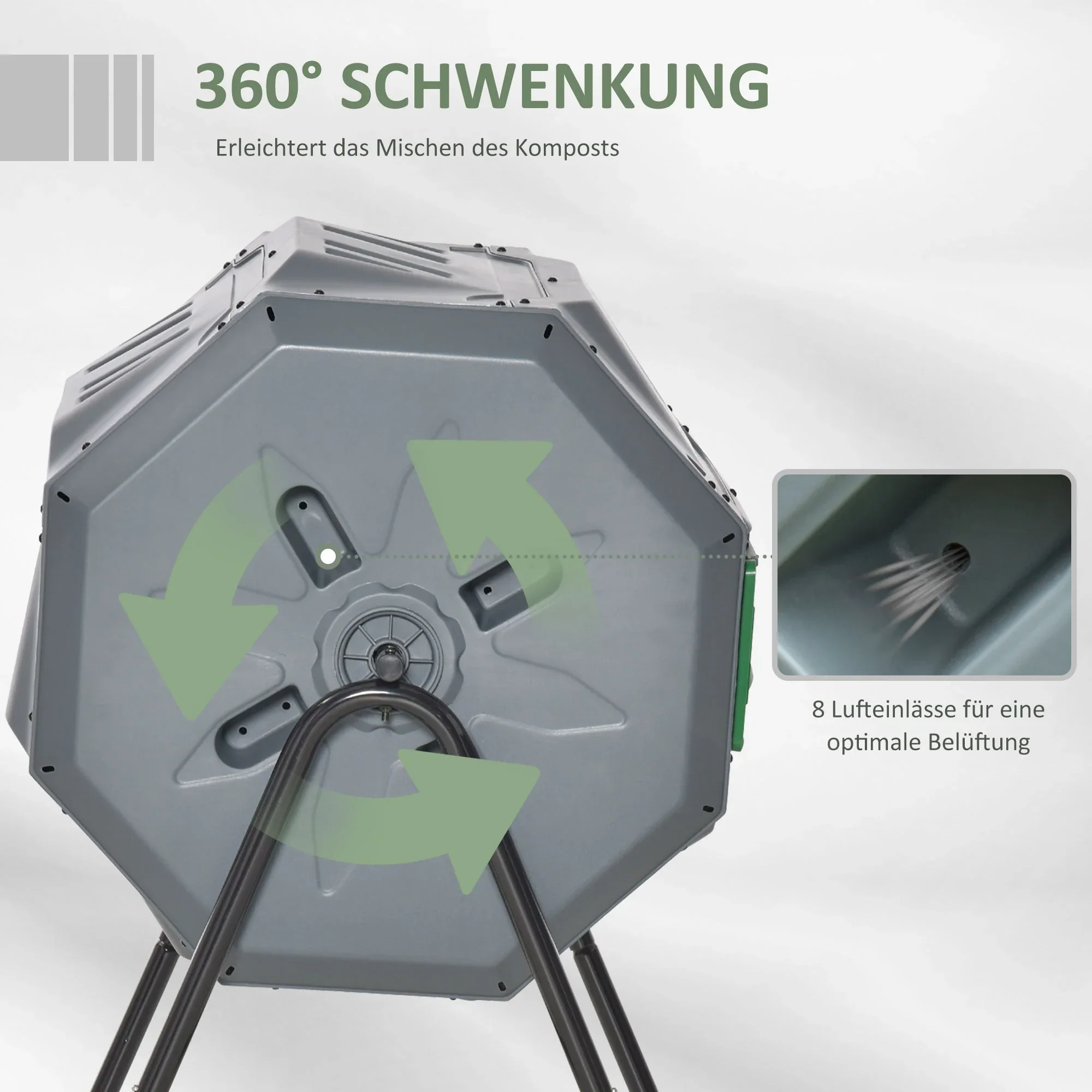 Outsunny compostvat 2 kamers 360�� draaibaar