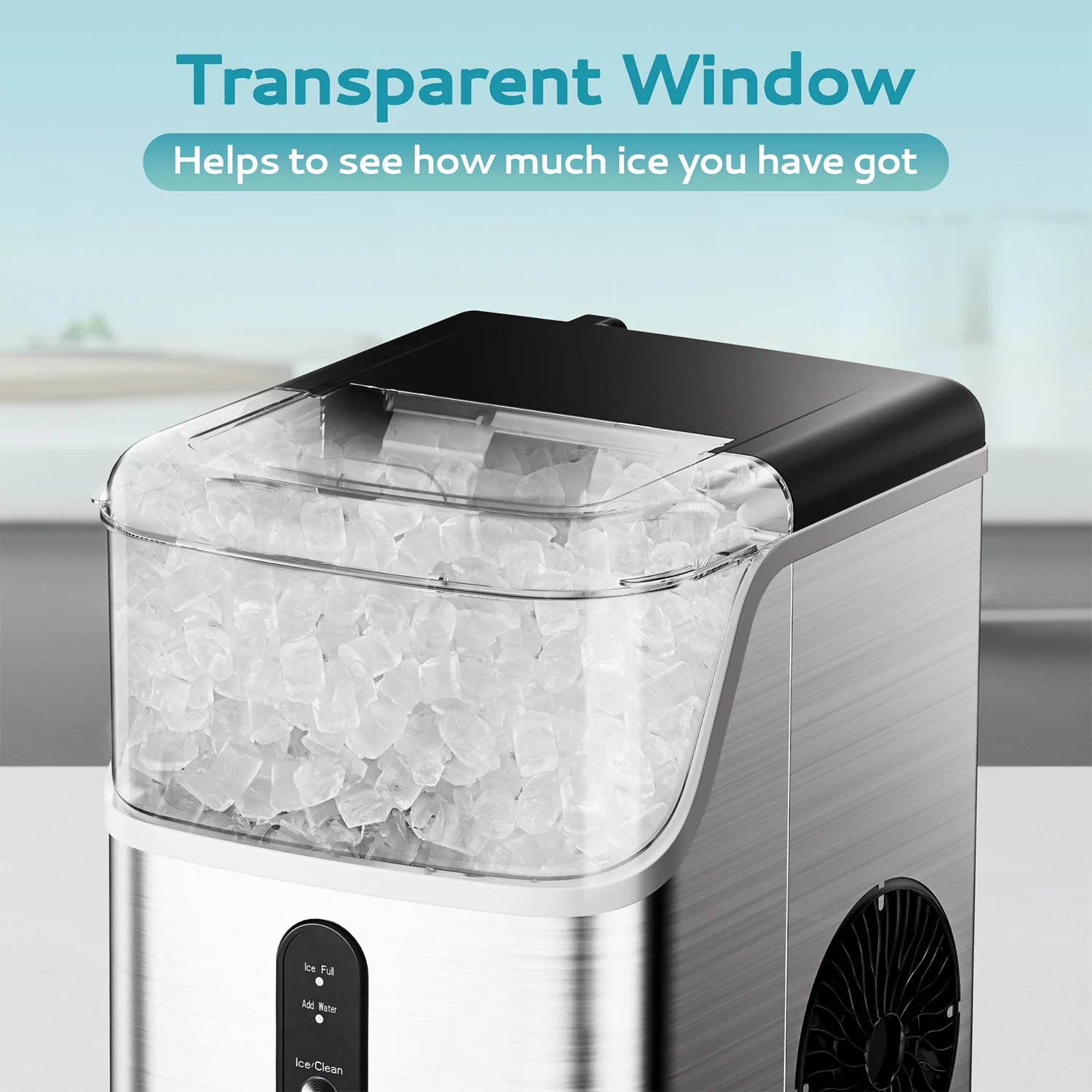 EUHOMY Pebble Ice Maker Machine with 35lbs/24H Soft Ice, Self-Cleaning Including Cleaner Descaler
