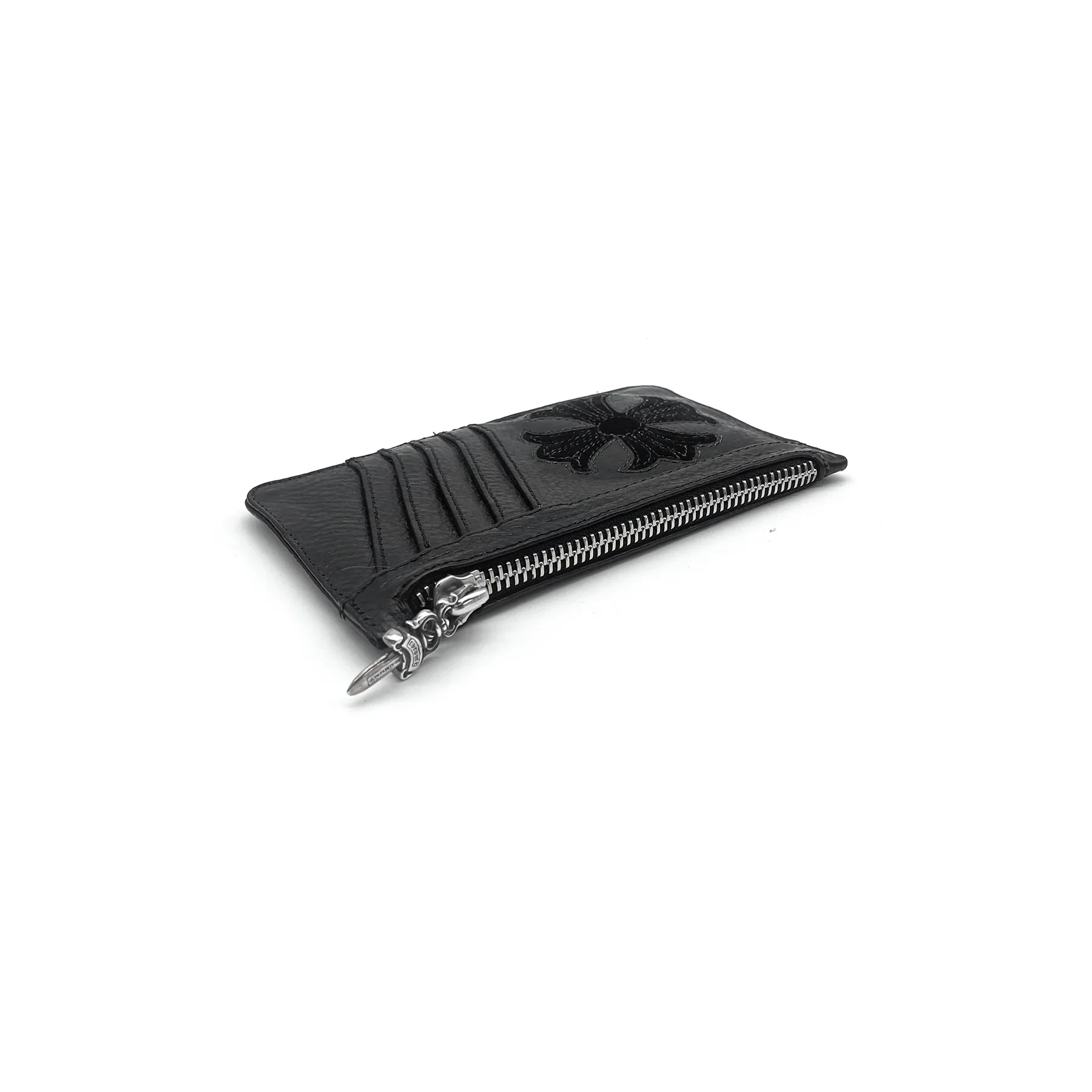 Chrome Hearts Suede Cross Patch Silver Dagger Card Holder
