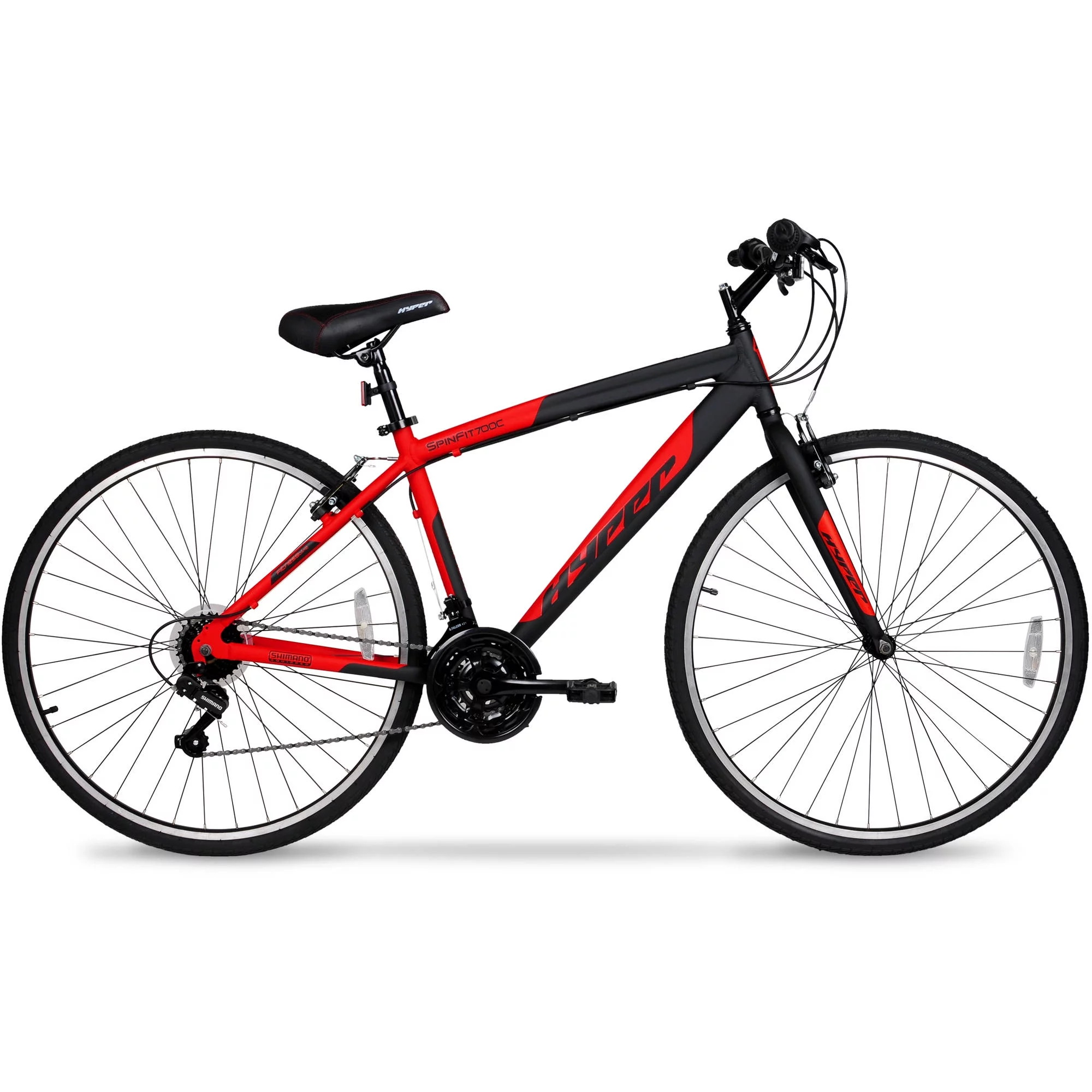 Hyper Bicycle 700c Men’s Spin Fit Hybrid Bike, Black and Red